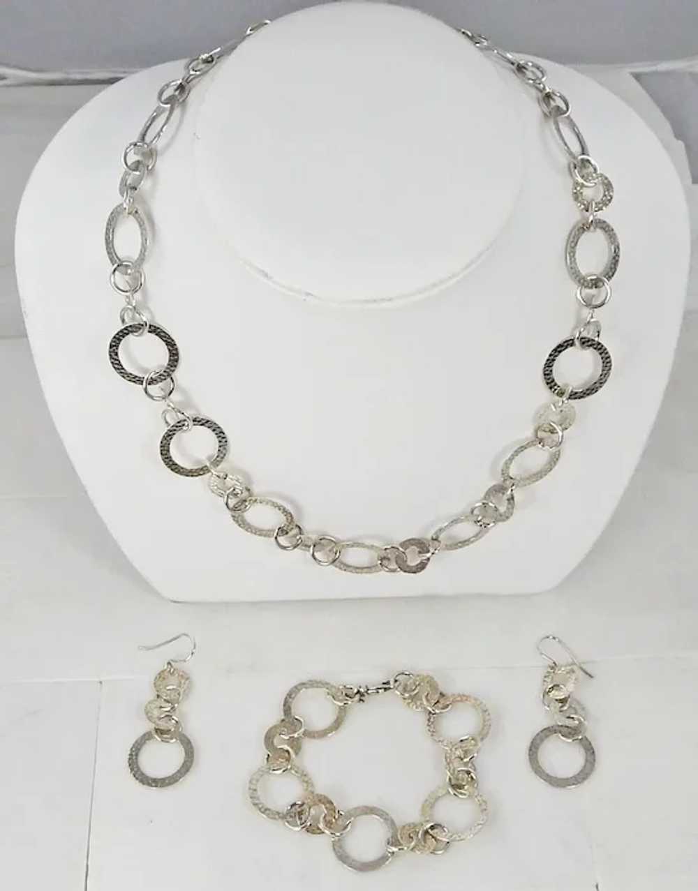 Sterling Silver Italian Necklace, Bracelet& Earri… - image 3
