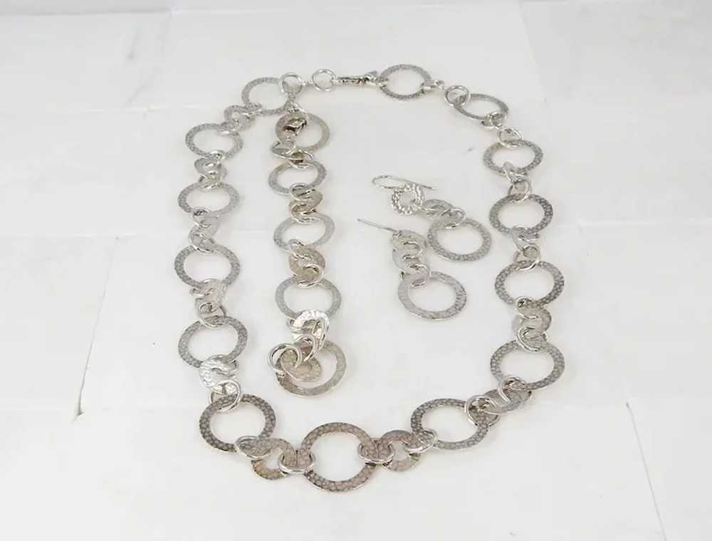 Sterling Silver Italian Necklace, Bracelet& Earri… - image 4
