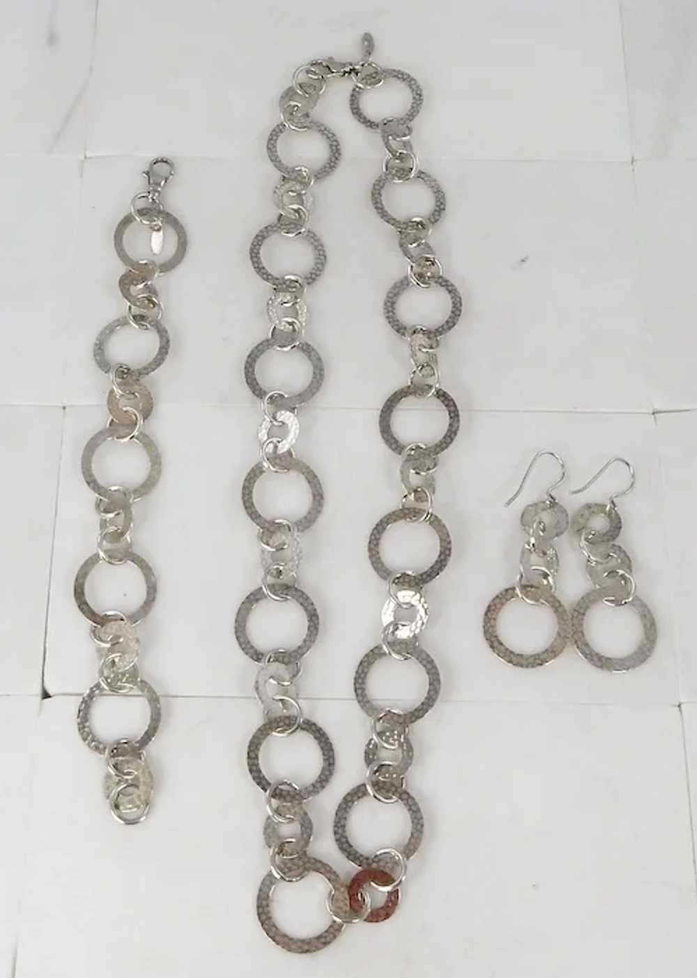 Sterling Silver Italian Necklace, Bracelet& Earri… - image 5