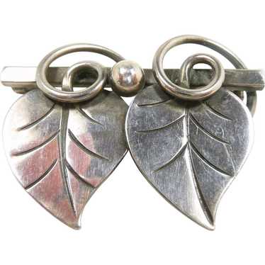 Hand Wrought Georg Jensen Autumn Leaves Brooch #10