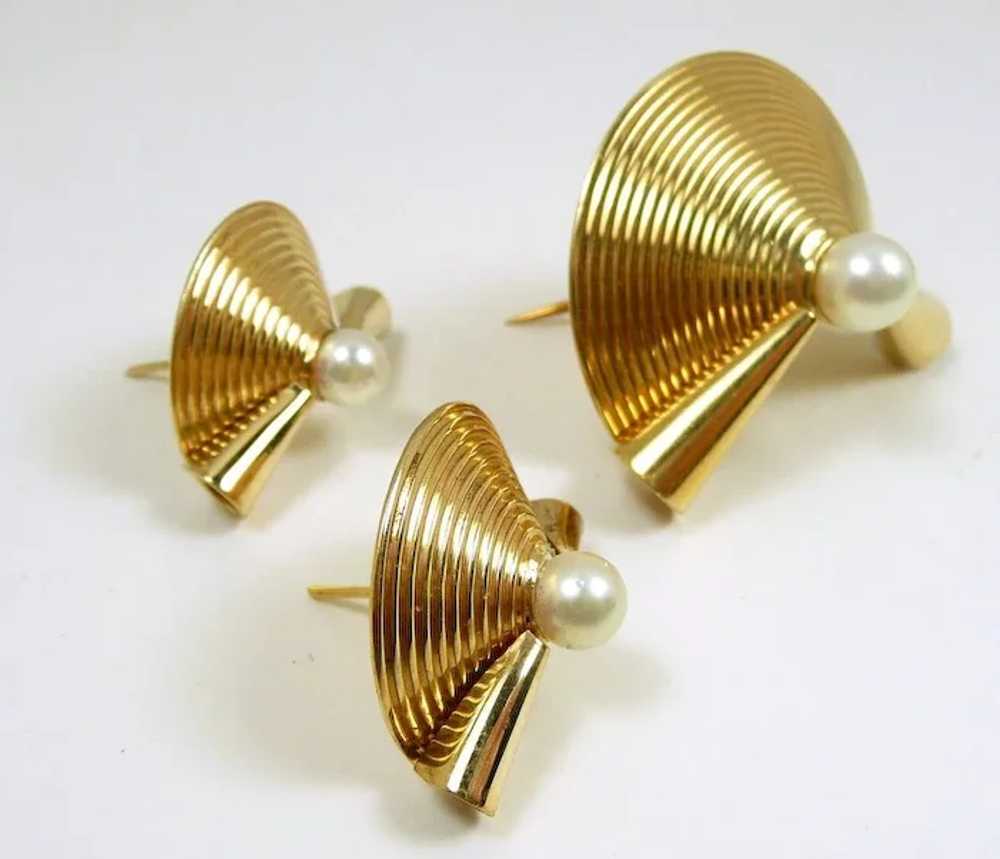 Striking Retro Modern Gold Pearl Suite c. 1950 - image 7