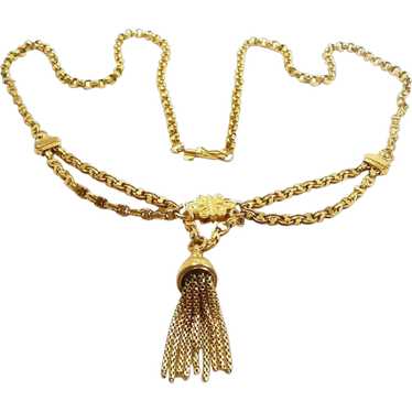Alluring Art Nouveau Tasselled Gold Festoon Neckl… - image 1