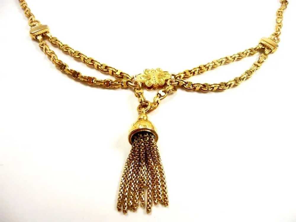 Alluring Art Nouveau Tasselled Gold Festoon Neckl… - image 2
