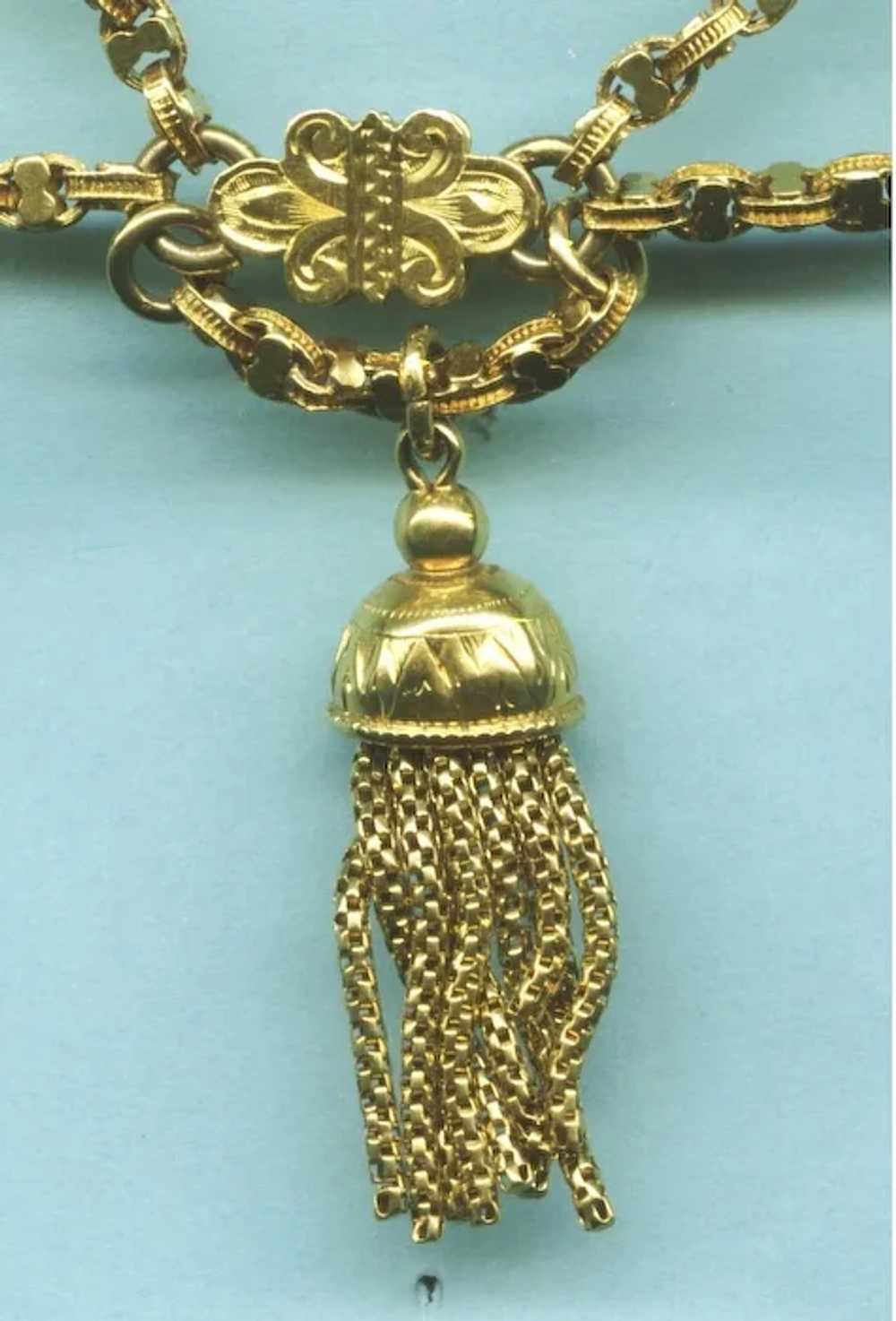 Alluring Art Nouveau Tasselled Gold Festoon Neckl… - image 6