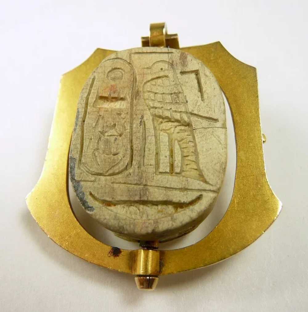 Magnificent Egyptian Revival Ancient Scarab Penda… - image 5