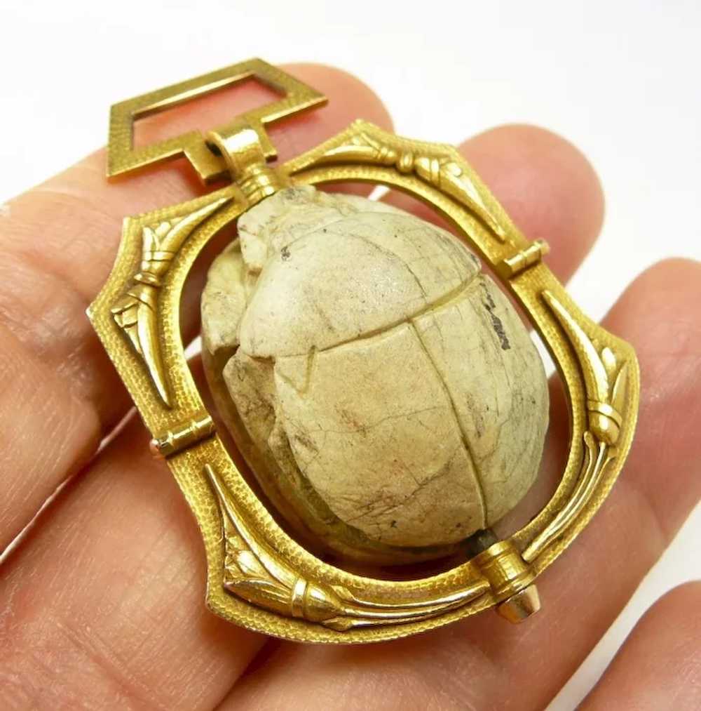 Magnificent Egyptian Revival Ancient Scarab Penda… - image 7
