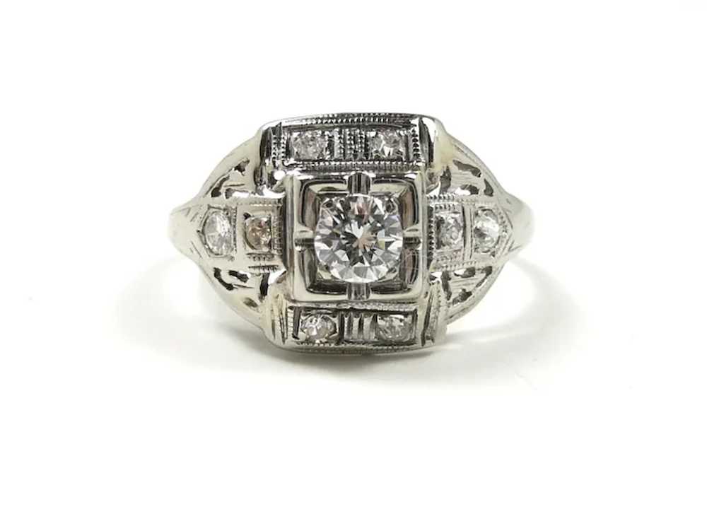 Fab Deco Ladies Diamond Filigree Ring c. 1930 - image 2