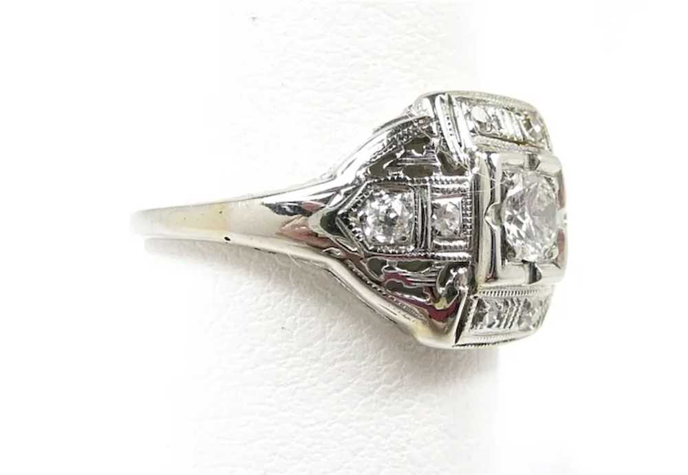 Fab Deco Ladies Diamond Filigree Ring c. 1930 - image 4