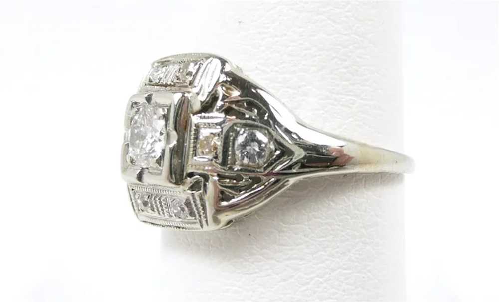 Fab Deco Ladies Diamond Filigree Ring c. 1930 - image 5