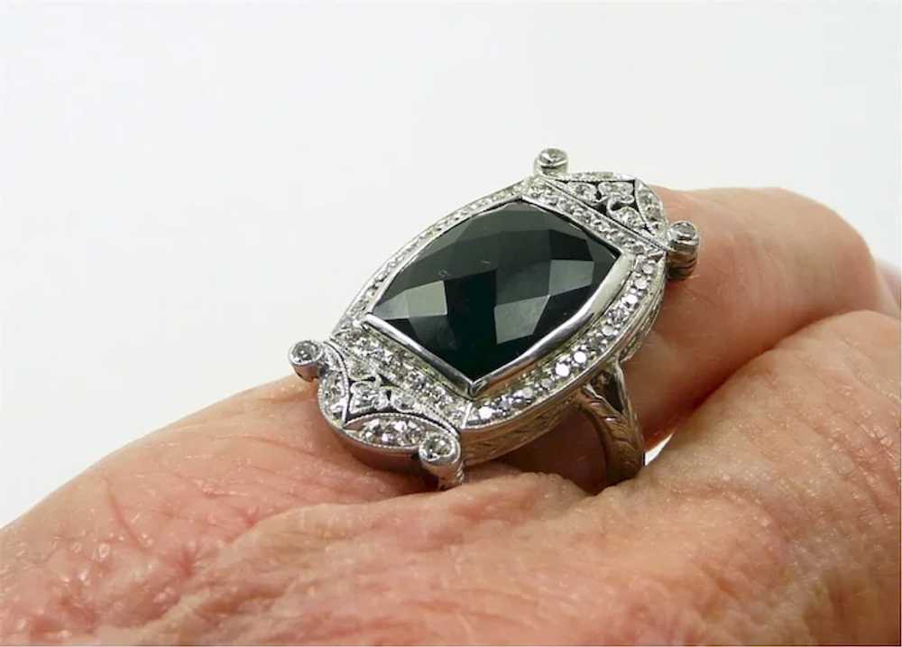 Elegant Edwardian Hand Cut Platinum Onyx Diamond … - image 5