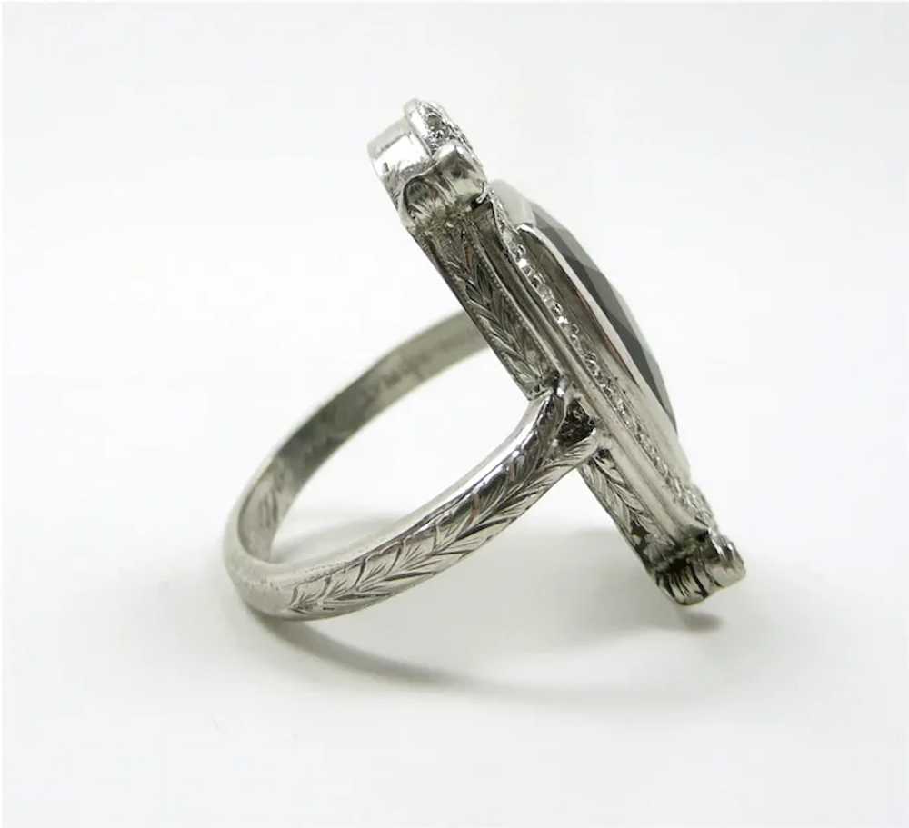 Elegant Edwardian Hand Cut Platinum Onyx Diamond … - image 6