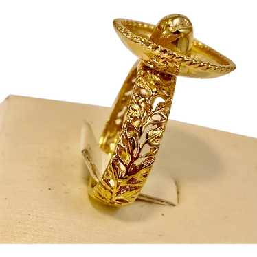 Original 14k Gold Handcrafted Ring Mexican Sombre… - image 1