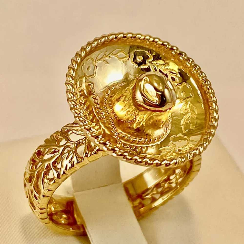 Original 14k Gold Handcrafted Ring Mexican Sombre… - image 2