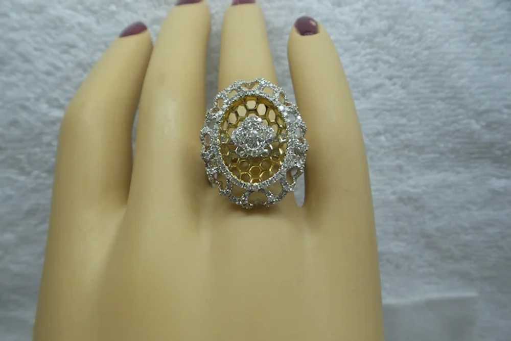 Lovely Solid 18kt Filigree Diamond Cocktail Ring,… - image 10
