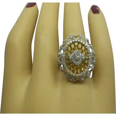 Lovely Solid 18kt Filigree Diamond Cocktail Ring,… - image 1