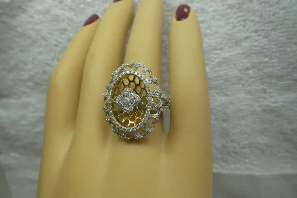 Lovely Solid 18kt Filigree Diamond Cocktail Ring,… - image 2