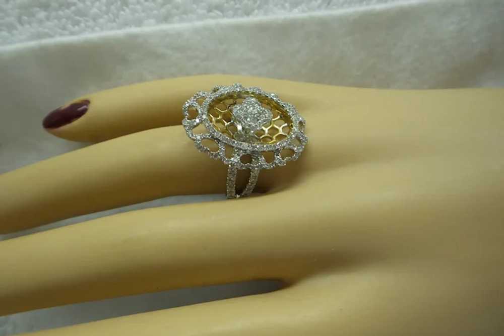Lovely Solid 18kt Filigree Diamond Cocktail Ring,… - image 3