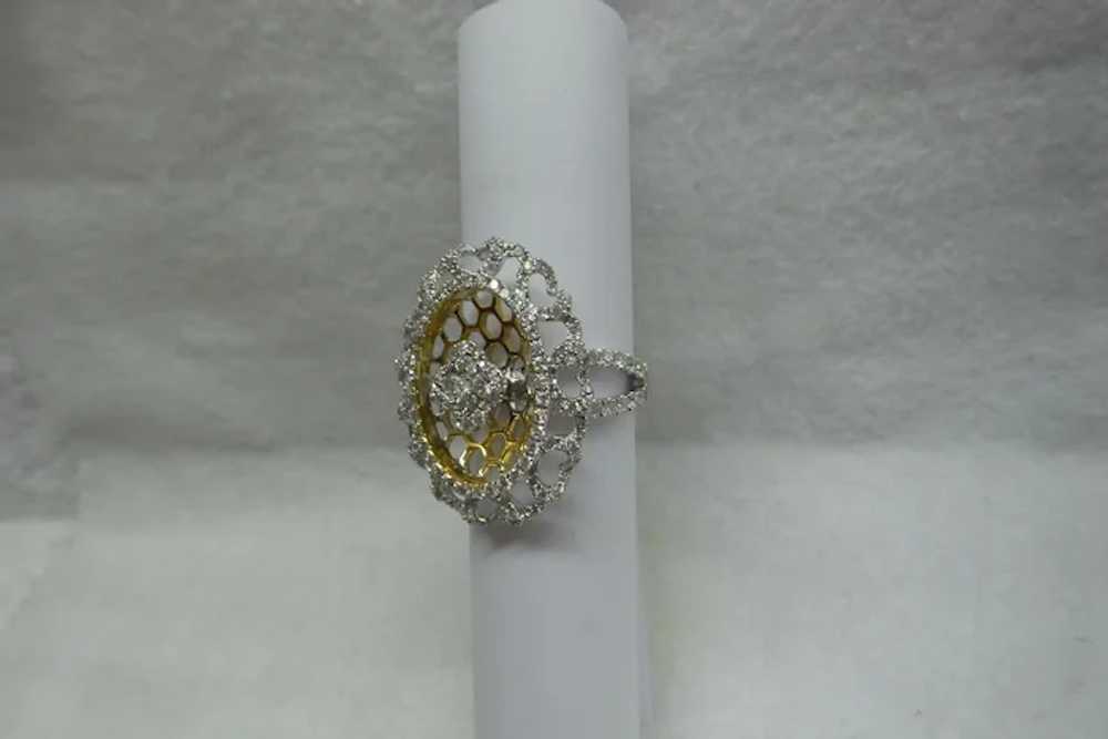 Lovely Solid 18kt Filigree Diamond Cocktail Ring,… - image 4