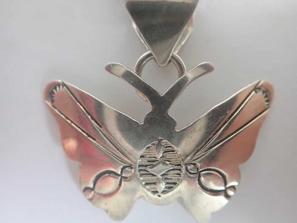 Vintage Sterling Butterfly Pendant On 18" Sterlin… - image 2