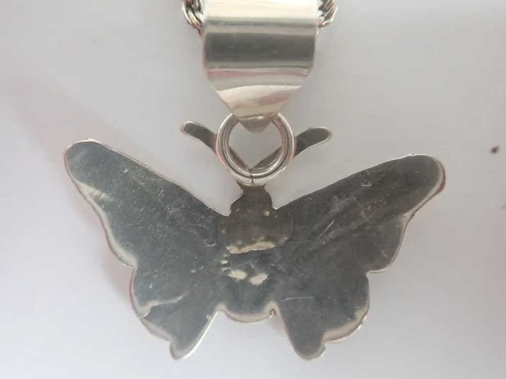 Vintage Sterling Butterfly Pendant On 18" Sterlin… - image 4