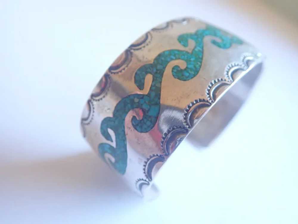 *Vintage Native American Turquoise Sterling Chip … - image 3