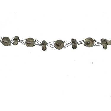 Early Mexican Silver Sombrero & Sandals Link Brac… - image 1