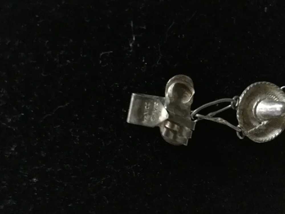 Early Mexican Silver Sombrero & Sandals Link Brac… - image 5