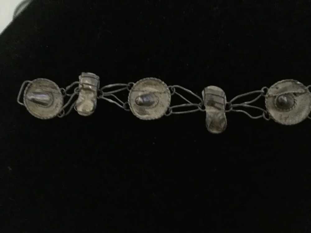Early Mexican Silver Sombrero & Sandals Link Brac… - image 6