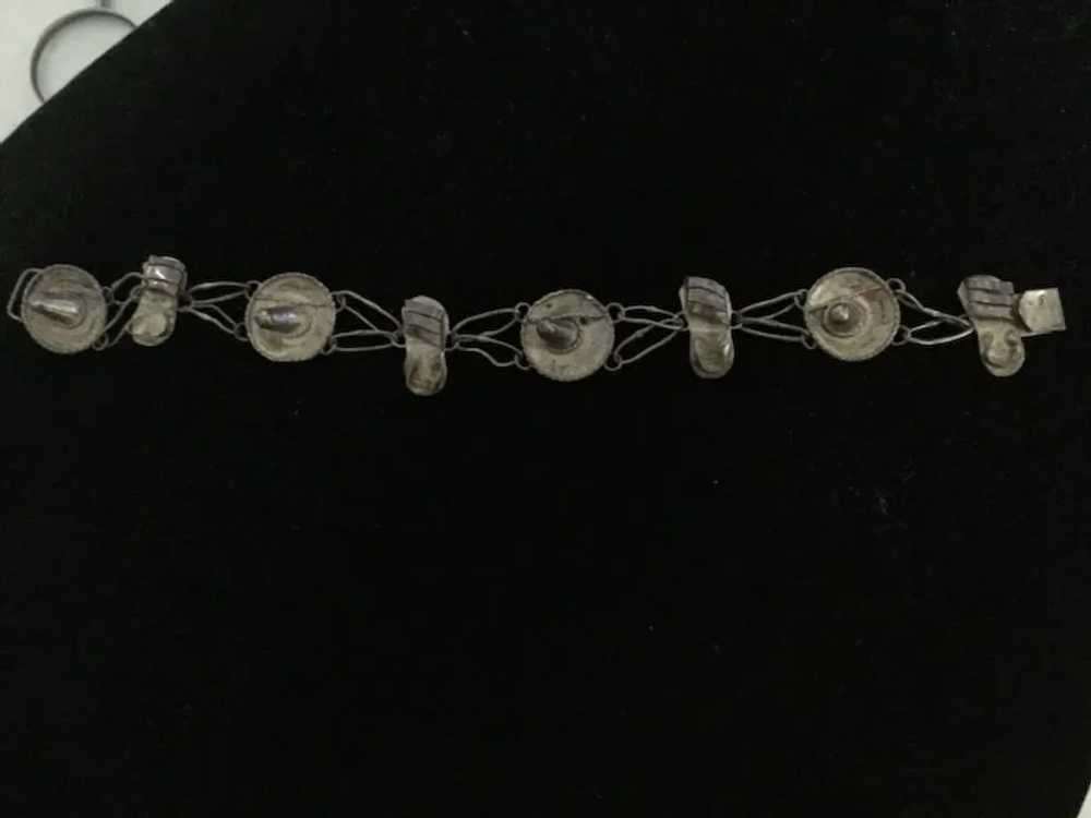 Early Mexican Silver Sombrero & Sandals Link Brac… - image 8