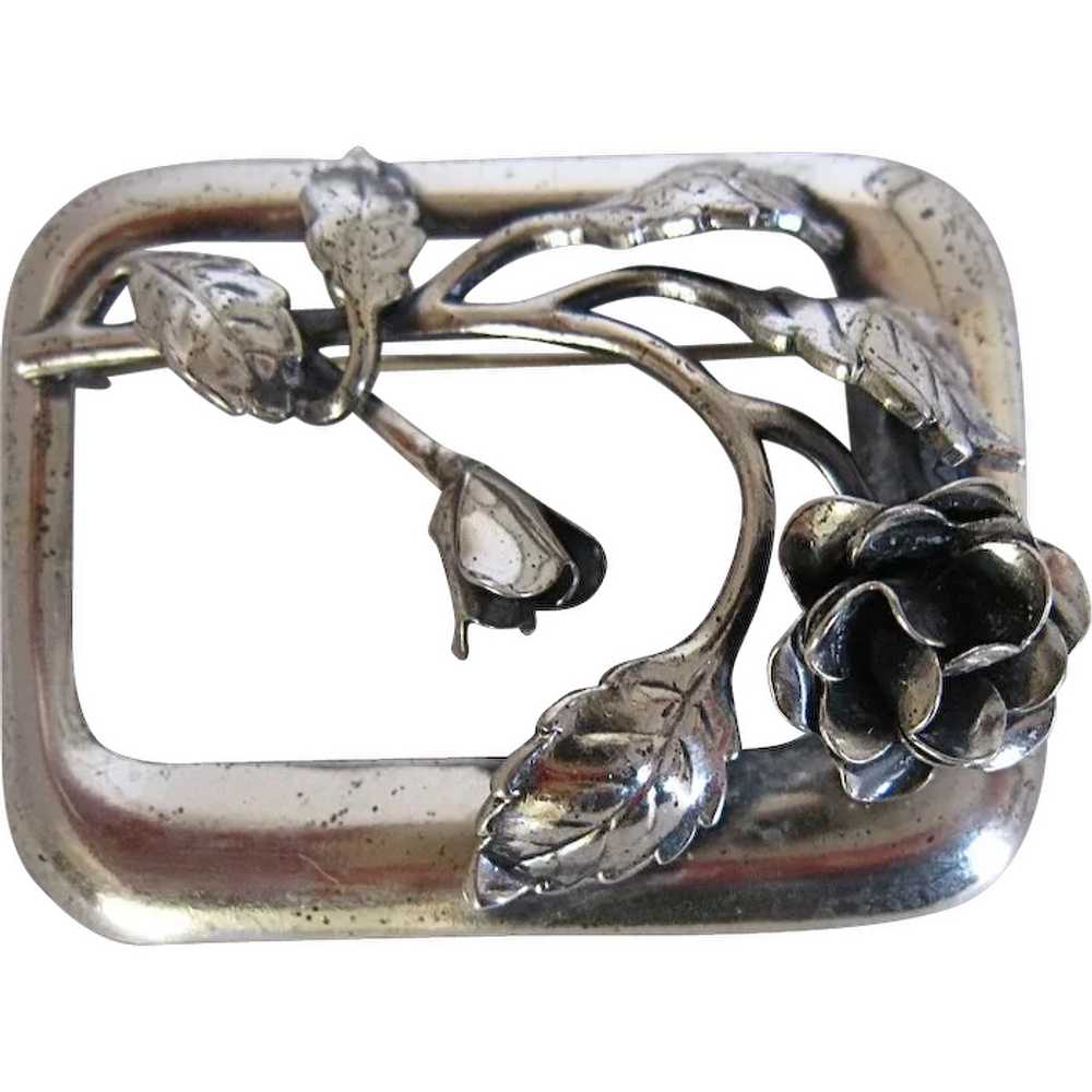 Vintage Danecraft Sterling Silver Flower Pin 13 g… - image 1