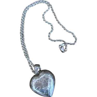 Puffy Heart Sterling Silver Locket & Sterling Chai