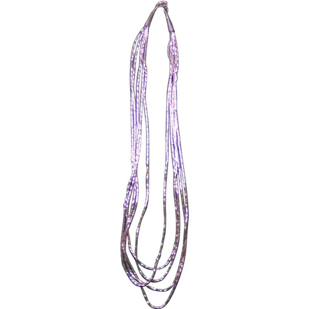 Sterling Five Strand Silver Tube Bead Necklace - image 1