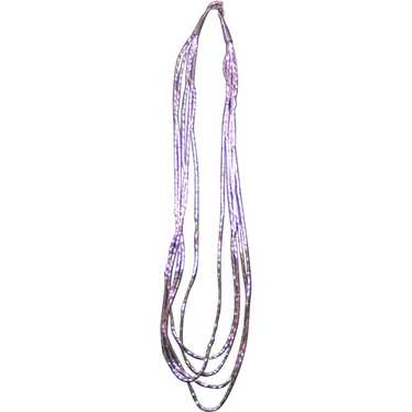 Sterling Five Strand Silver Tube Bead Necklace