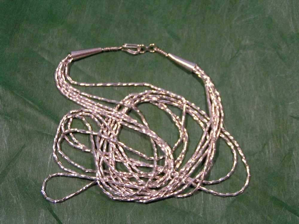 Sterling Five Strand Silver Tube Bead Necklace - image 2