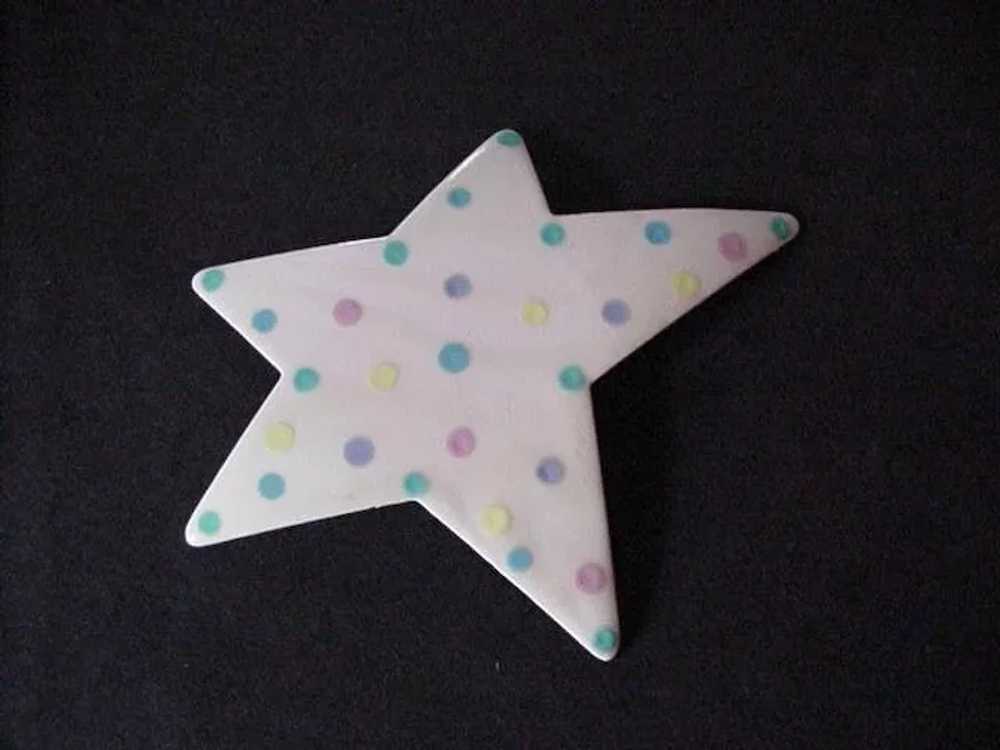 Big Vintage Pale Pink Enameled Star Pin - image 1