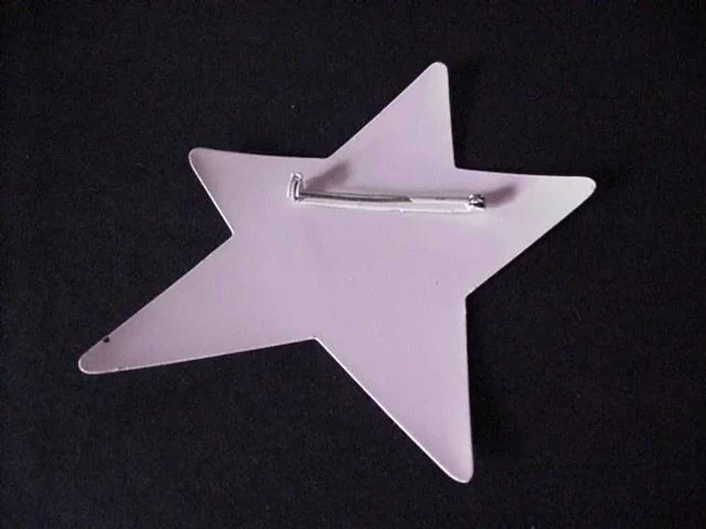 Big Vintage Pale Pink Enameled Star Pin - image 2