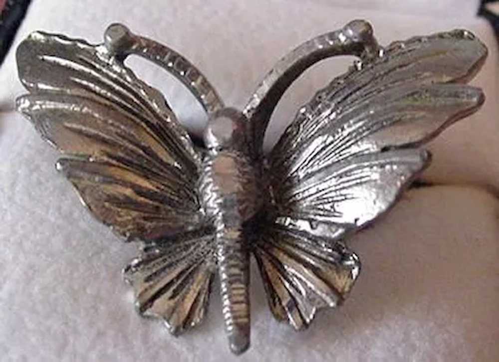 Vintage Wide Wing Butterfly Ring - image 1