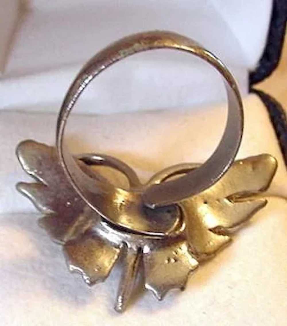 Vintage Wide Wing Butterfly Ring - image 2
