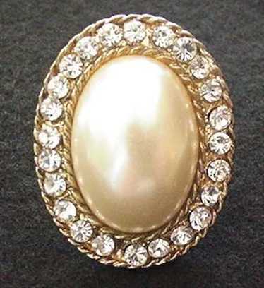 Large Faux Pearl and Rhinestone ring