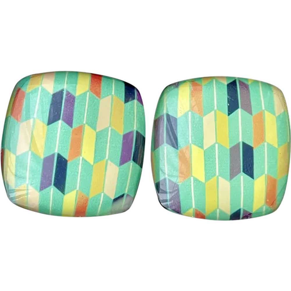 Super Groovy 60's Lucite Post Earrings - image 1