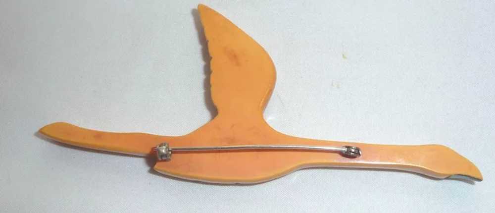 Bakelite Flying Flamingo Bird Pin Brooch Figural … - image 2