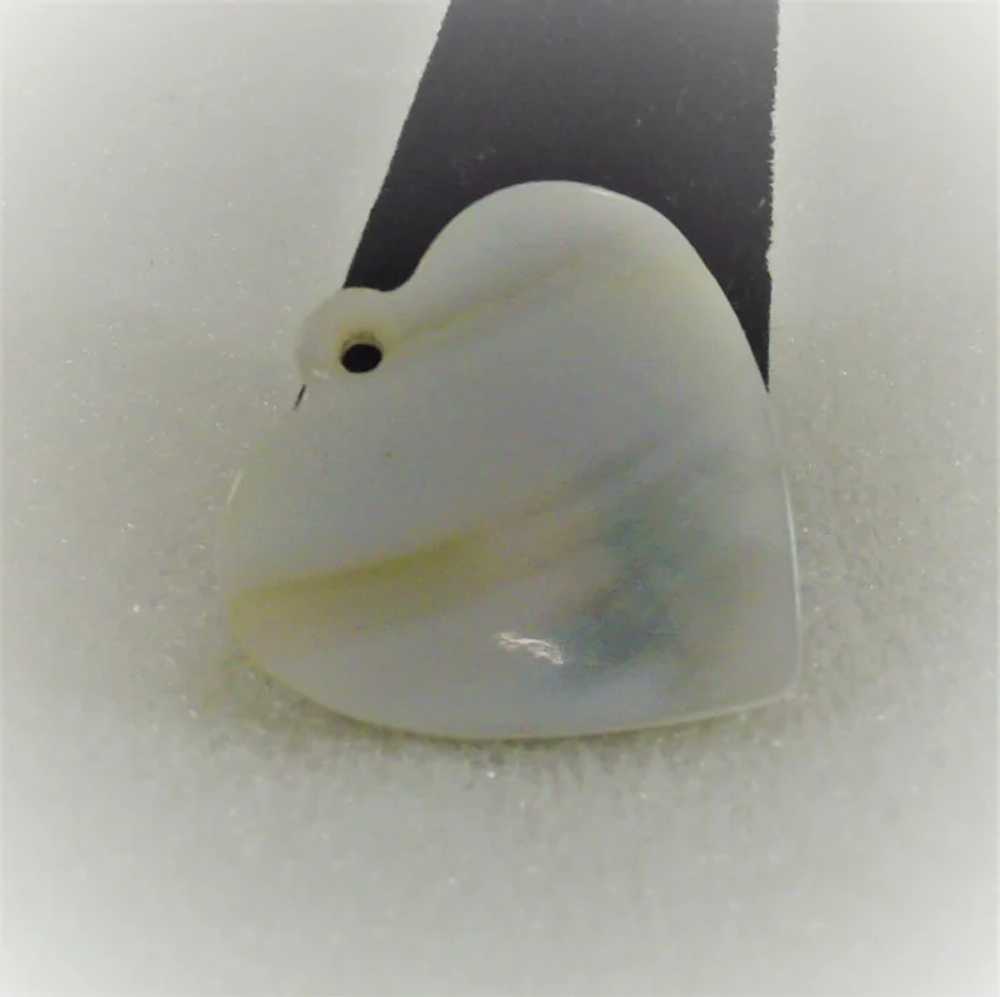 Vintage Mother of Pearl Heart Charm with Hand Pai… - image 3