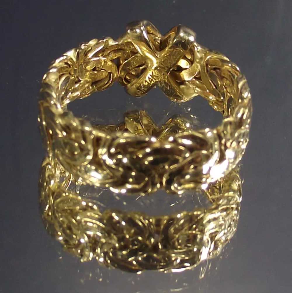 14 Karat Gold Byzantine Ring With Diamonds - image 3