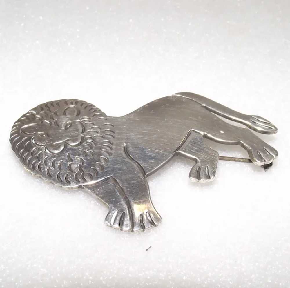 Mexican Sterling Lion Figural Brooch  Artist Sign… - image 3