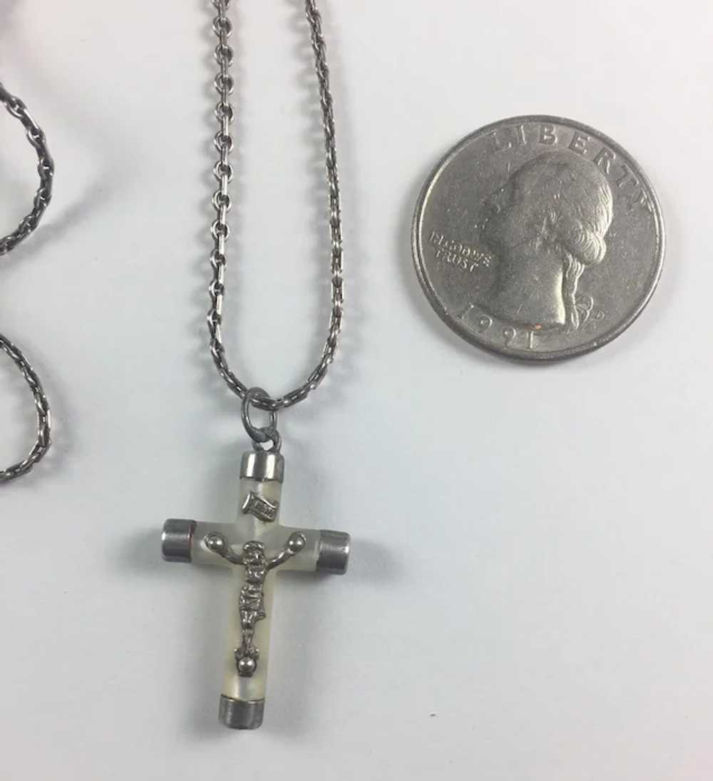 Antique Victorian Mother of Pearl Cross Sterling … - image 4