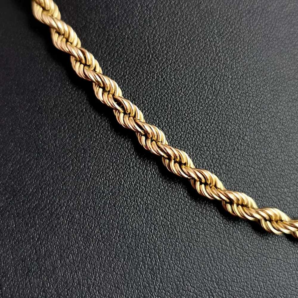 Vintage 9k yellow gold Rope twist chain necklace,… - image 11