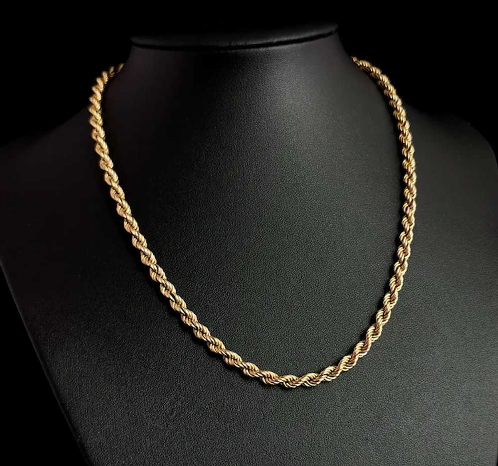 Vintage 9k yellow gold Rope twist chain necklace,… - image 12