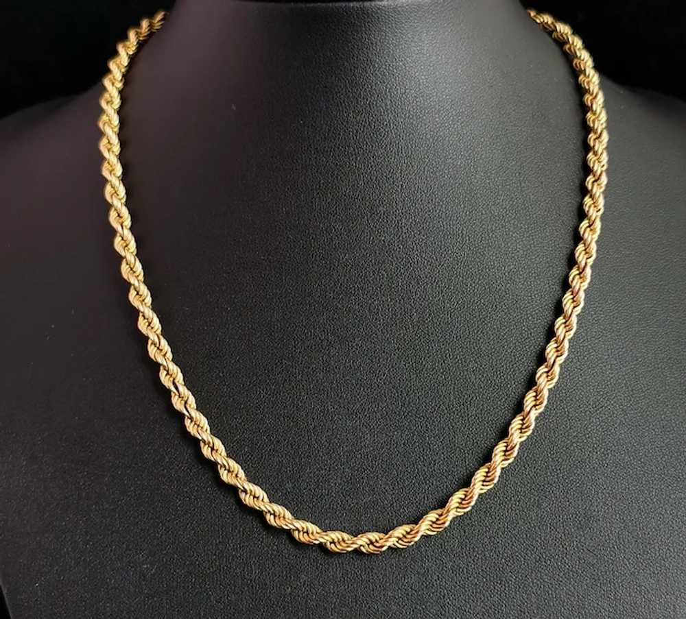 Vintage 9k yellow gold Rope twist chain necklace,… - image 2