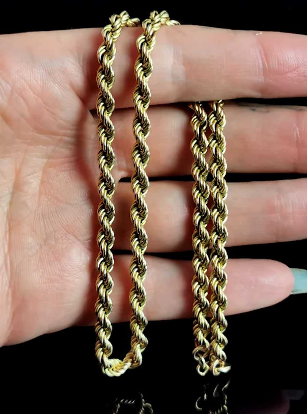 Vintage 9k yellow gold Rope twist chain necklace,… - image 5