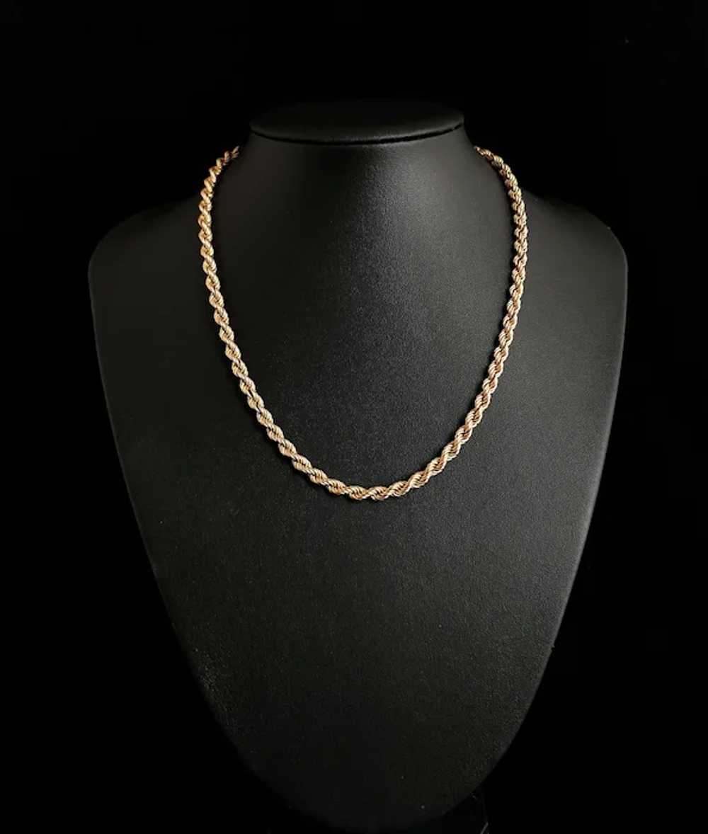 Vintage 9k yellow gold Rope twist chain necklace,… - image 6